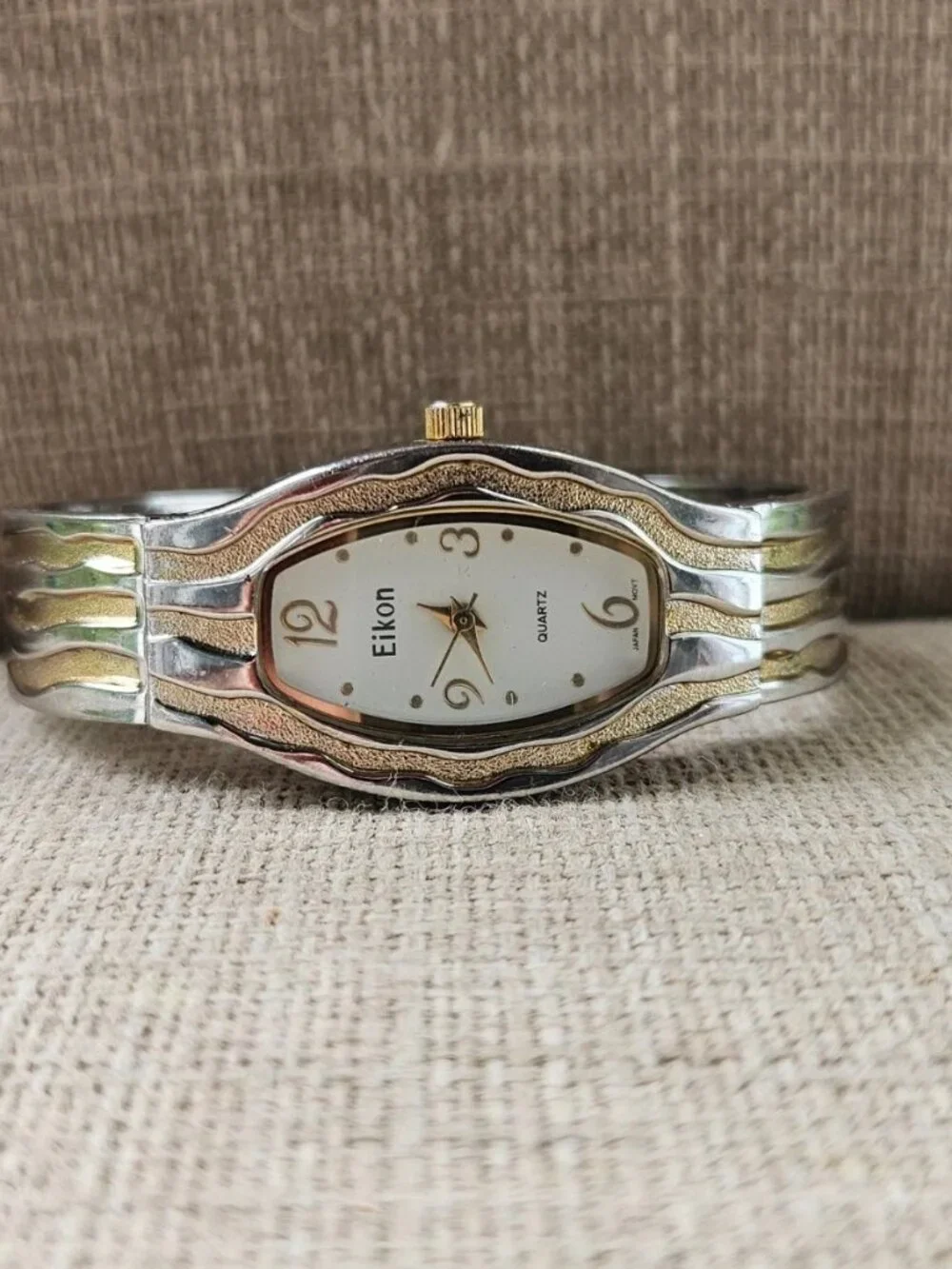 Eikon Ladies Wristwatch Gold/Silver Tone Cuff Band Analog Quartz Wrist Watch